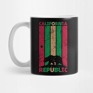 California Republic US State Cool Distressed Bear Silhouette and Star with CA Flag Color STATE-7 Mug